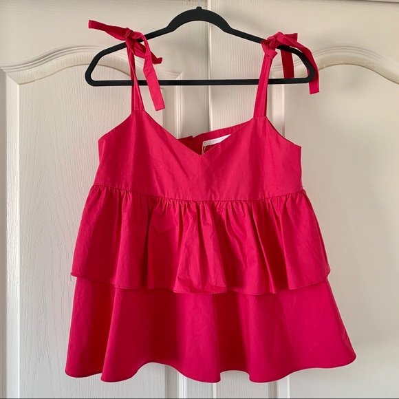 Zara Tops - ZARA Trafaluc Pink Tie Ruffle Cami Top NWT